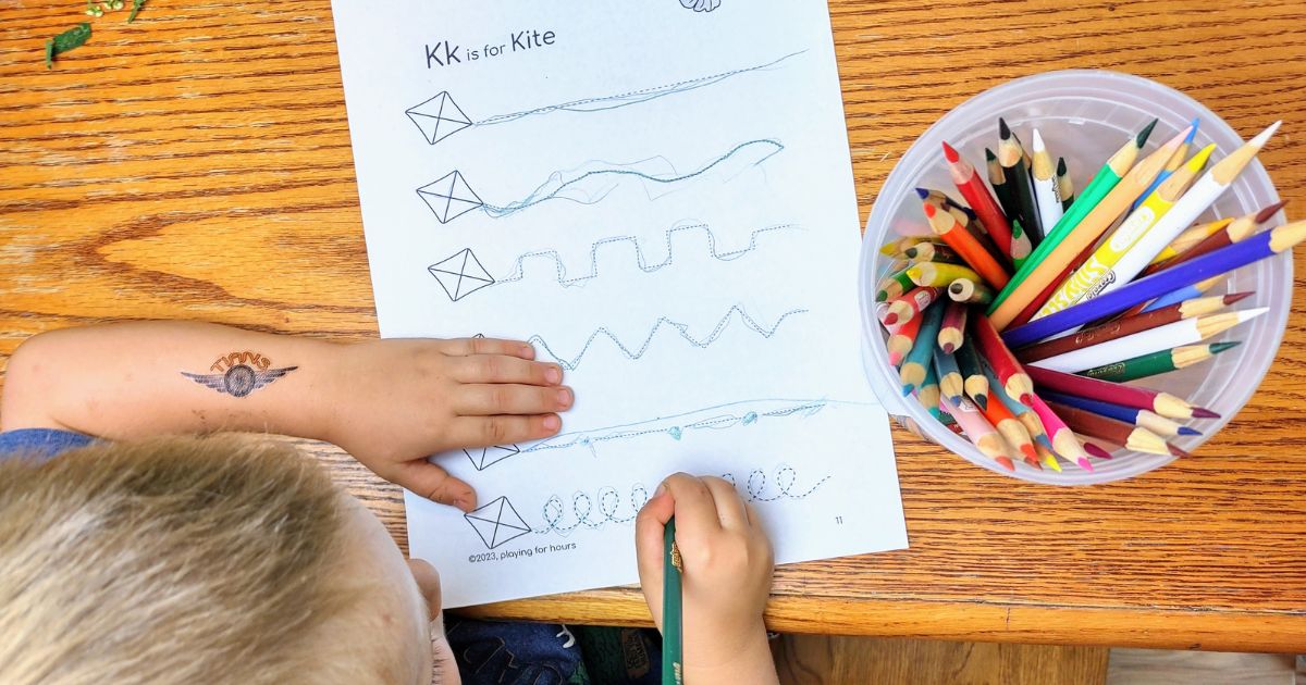 How to teach your 3-5 year old at home with Kk is for Kite.