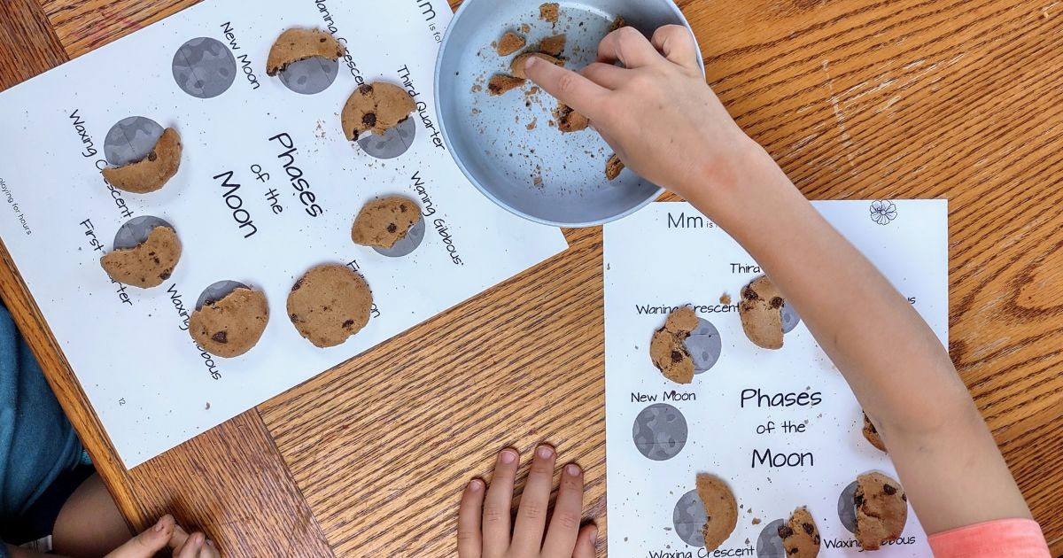 How to teach your 3-5 year old about the moon using snack time.