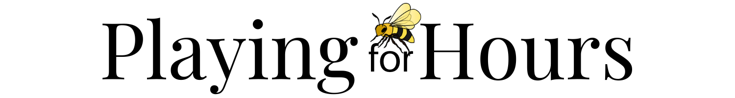 Playing for Hours Logo with sweet bee honeybee.